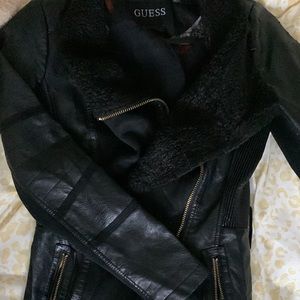 Leather GUESS Jacket 🧥 color BLACK  only wore twice